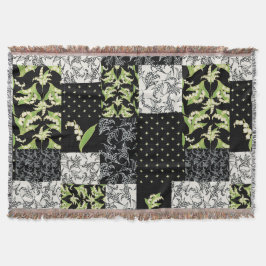 Lily-of-the-Valley Faux Patchwork Black Filt
