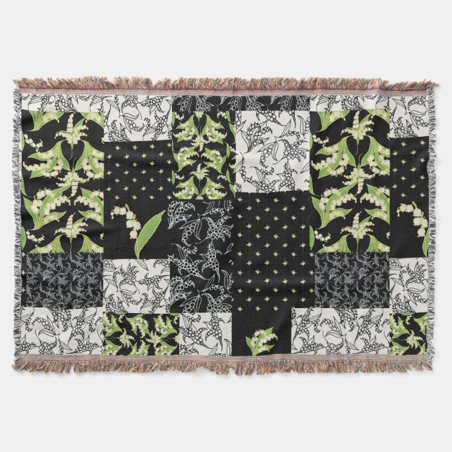 Lily-of-the-Valley Faux Patchwork Black Filt (Framsidan)