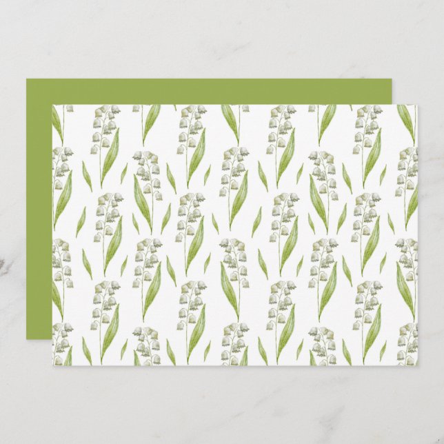 Lily of the Valley Floral Botanical Note Card Anteckningskort (Fram/baksida)
