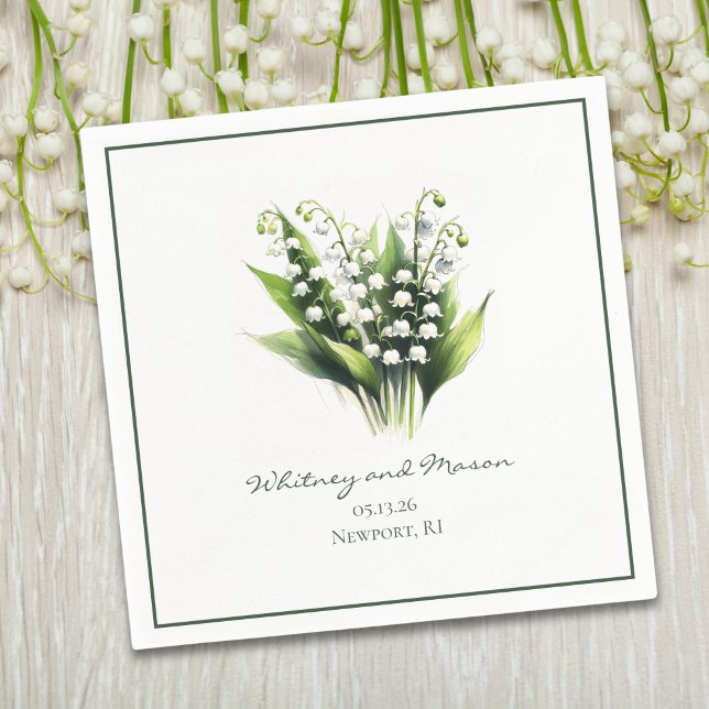 Lily of the Valley Flower Personligt bröllp Cockta Pappersservett (Skapare uppladdad)
