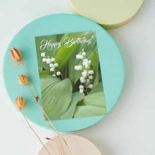 Lily of the Valley Flowers Blommigt Birthday Kort