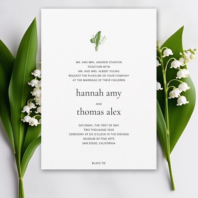 Lily of the Valley Formal Non Traditional Bröllop Inbjudningar (lily of the valley wedding invitation formal non traditional modern contemporary art unique original)
