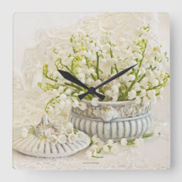 Lily of the Valley Fyrkantig Klocka