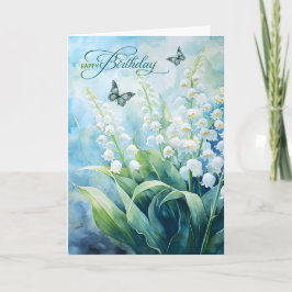 Lily of the Valley Garden Butterflies Birthday Kort