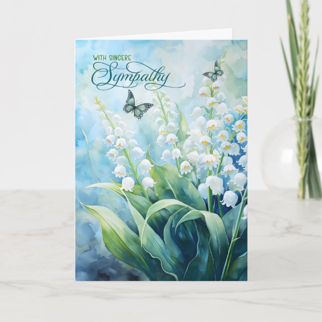 Lily of the Valley Garden Butterflies Sympathy Kort (Framsida)