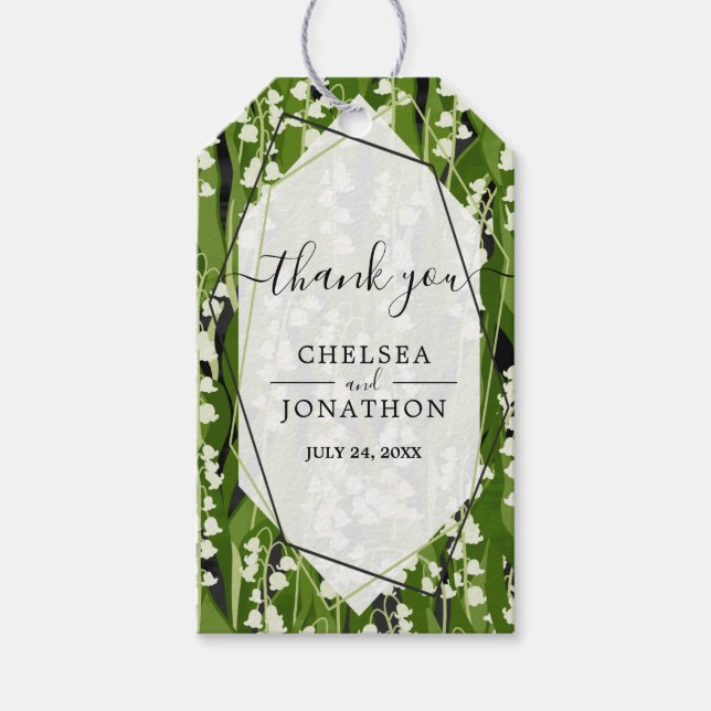 Lily of the Valley Greenery Bröllop Tack Presentetikett (Framsidan)
