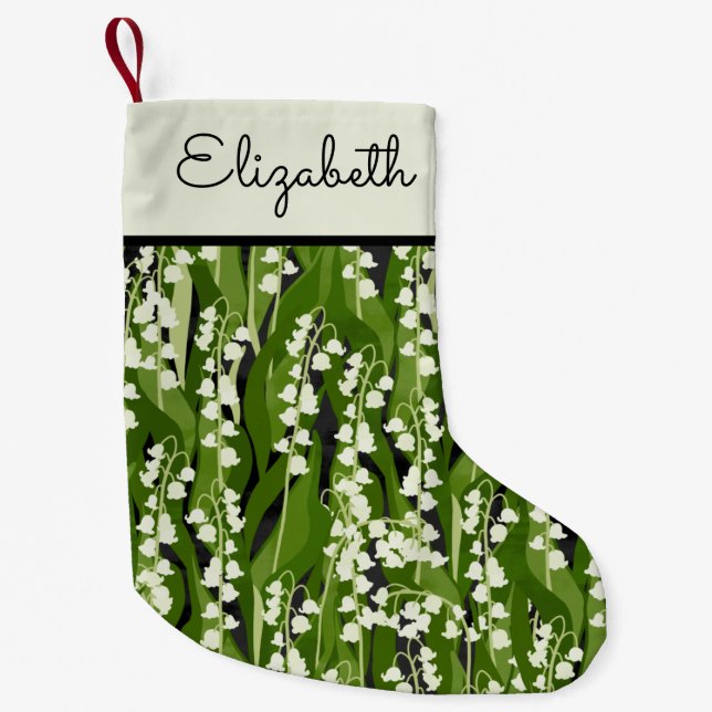 Lily of the Valley Greenery Custom Name Liten Julstrumpa (Framsidan)