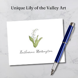 Lily of the Valley Hand-Illustrated Elegant Blommi Anteckningskort