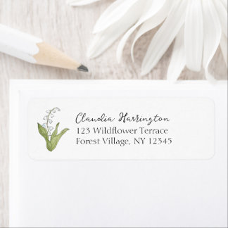 Lily of the Valley Hand-Painting Nature Adress Returadress Etikett