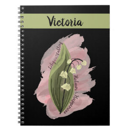 Lily of the Valley Happiness Personlig Black Anteckningsbok
