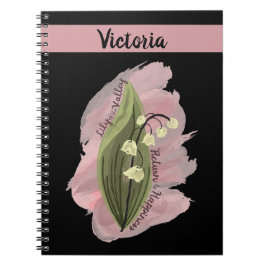 Lily of the Valley Happiness Personlig Black Anteckningsbok