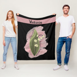Lily of the Valley Happiness Personlig Black Fleecefilt
