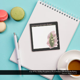 Lily of the Valley Happiness Personlig Black Post-it Block