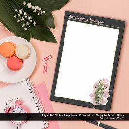 Lily of the Valley Happiness Personlig Black Post-it Block