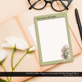 Lily of the Valley Happiness Personlig Grönt Post-it Block