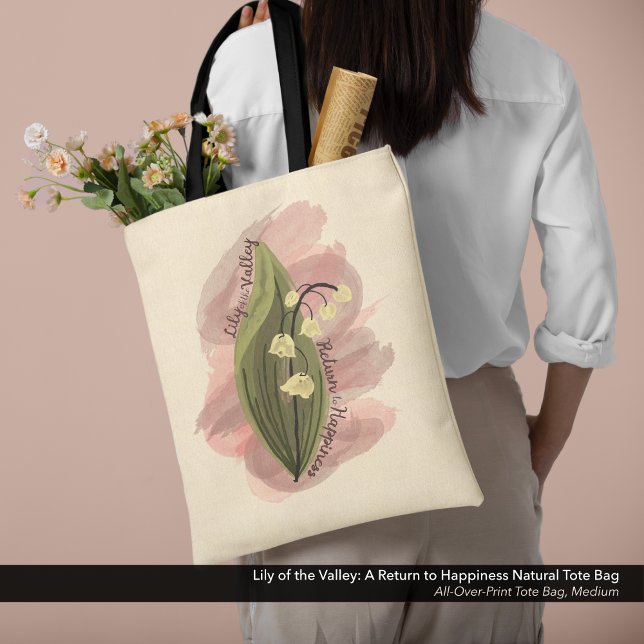 Lily of the Valley Happiness Watercolor Stil Tygkasse (Lily of the Valley: A Return to Happiness Natural Tote Bag)