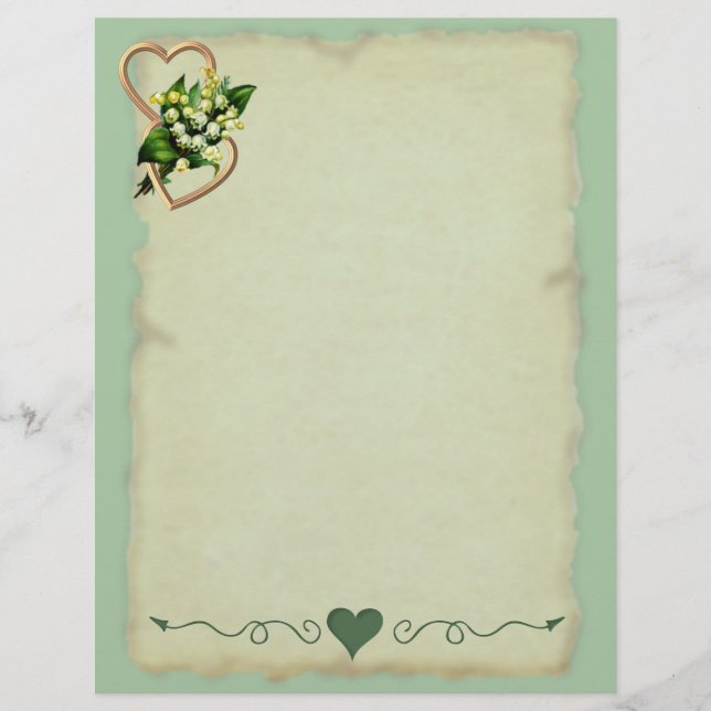 Lily of the Valley, Hearts, Old Papper, light teal (Framsida)