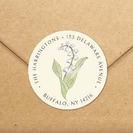 Lily of the Valley Ivory Floral Return Address Runt Klistermärke