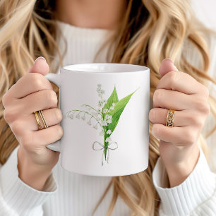 Lily of the Valley May Birth Flower Ceramic Kaffemugg