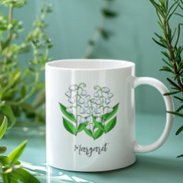 Lily of the Valley May Birth Flower Cute Blommigt Kaffemugg