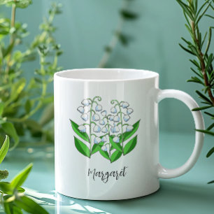 Lily of the Valley May Birth Flower Cute Blommigt Kaffemugg