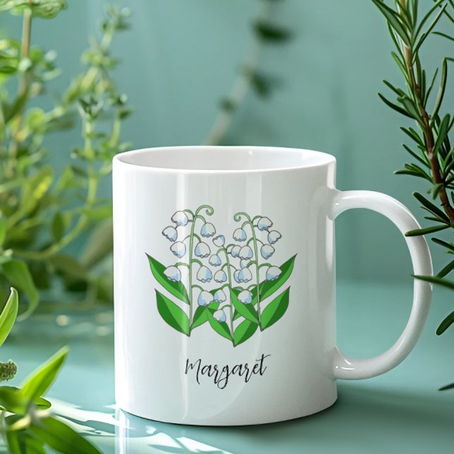 Lily of the Valley May Birth Flower Cute Blommigt Kaffemugg (Our Lily of the Valley mug makes a lovely gift for Easter, Mother's Day, or May birthdays.)