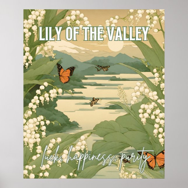 Lily of the Valley May Birth Month Flower Japanska Poster (Framsidan)