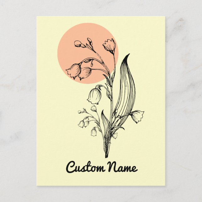 Lily of the Valley May Birth Month Flower Minimum Vykort (Framsida)