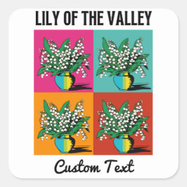 Lily of the Valley May Birth Month Flower Pop Art Fyrkantigt Klistermärke
