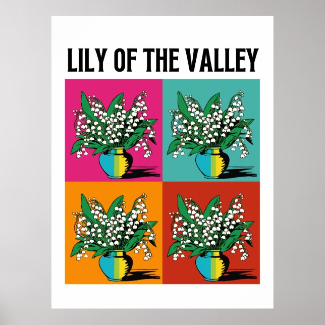 Lily of the Valley May Birth Month Flower Pop Art Poster (Framsidan)