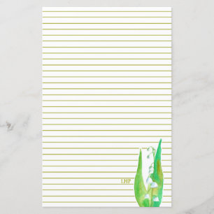 Lily of the Valley Monogram Grönt Lining Stationer