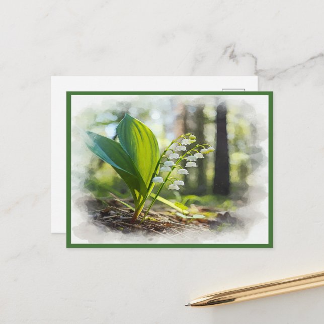 Lily of the valley National Flower Finland | Vykort (Fram/Back In Situ)