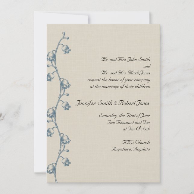 Lily of the Valley on Ecru bröllopsinbjudan Inbjudningar (Framsida)