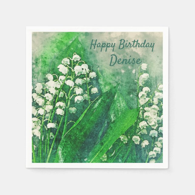 Lily of the Valley Personlig Party Napkins Pappersservett (Framsidan)