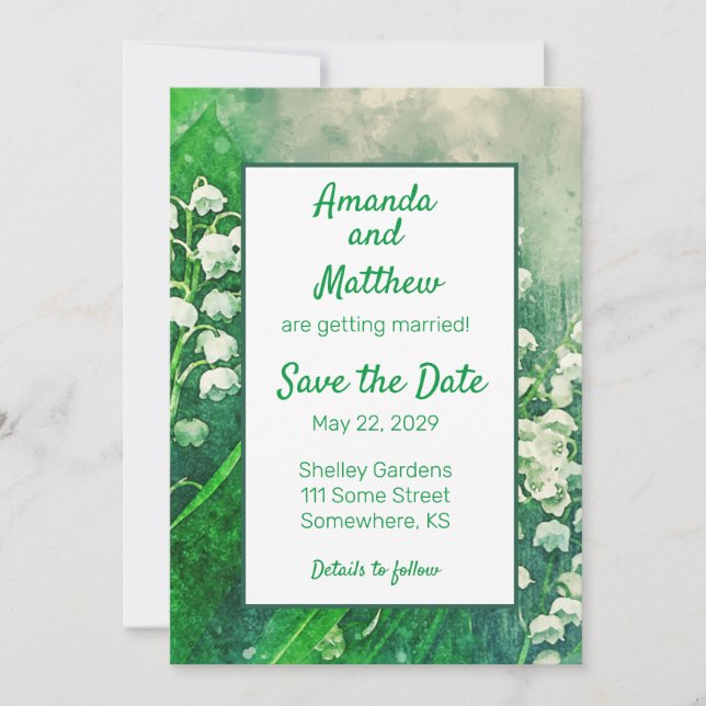 Lily of the Valley Personlig Save the Date Spara Datumet (Framsida)