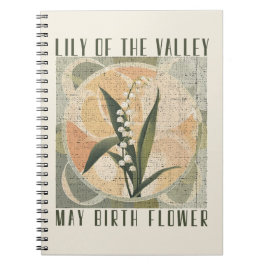 Lily of the Valley Retro May Birth Month Flower Anteckningsbok