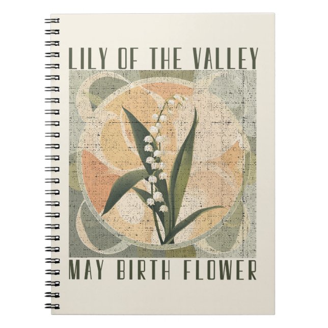 Lily of the Valley Retro May Birth Month Flower Anteckningsbok (Framsidan)