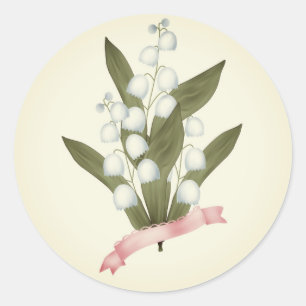 Lily of the valley, retro runt klistermärke