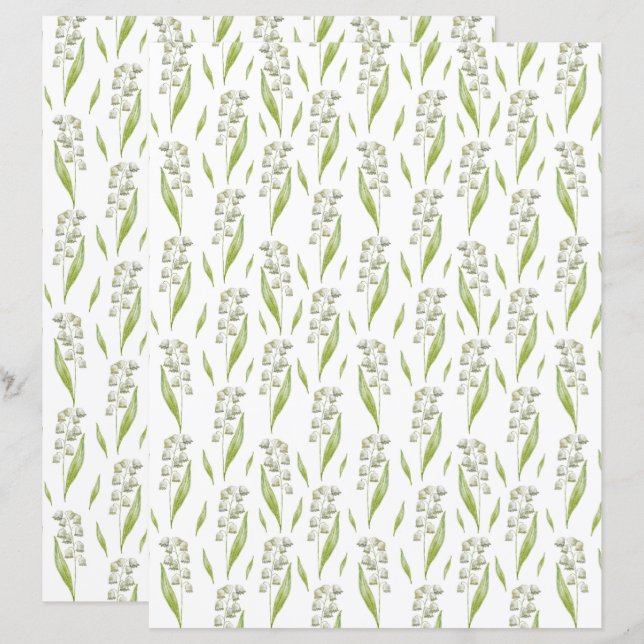 Lily of the Valley Scrapbook Papper (Fram/baksida)
