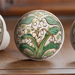 Lily of the Valley Serenity Ceramic Knob pull Knopp