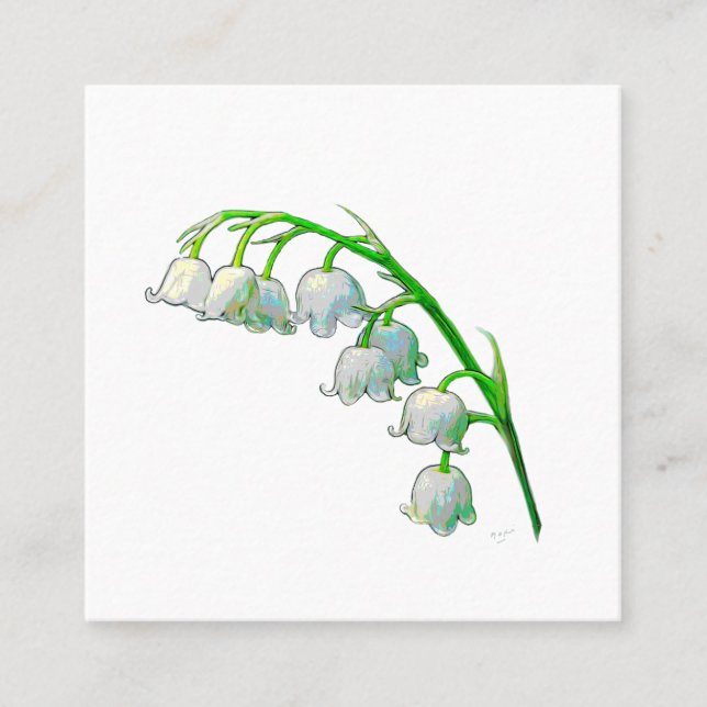 LILY OF THE VALLEY STICKER FYRKANTIGT VISITKORT (Framsida)