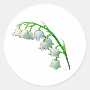 LILY OF THE VALLEY STICKER RUNT KLISTERMÄRKE