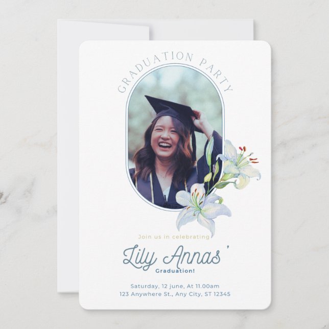 Lily of the Valley Studenten Card Inbjudningar (Framsida)