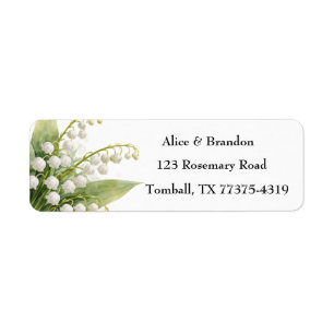 Lily of the Valley Vita blommor Akvarell Returadress Etikett