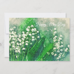 Lily of the Valley Watercolor Card Inbjudningar