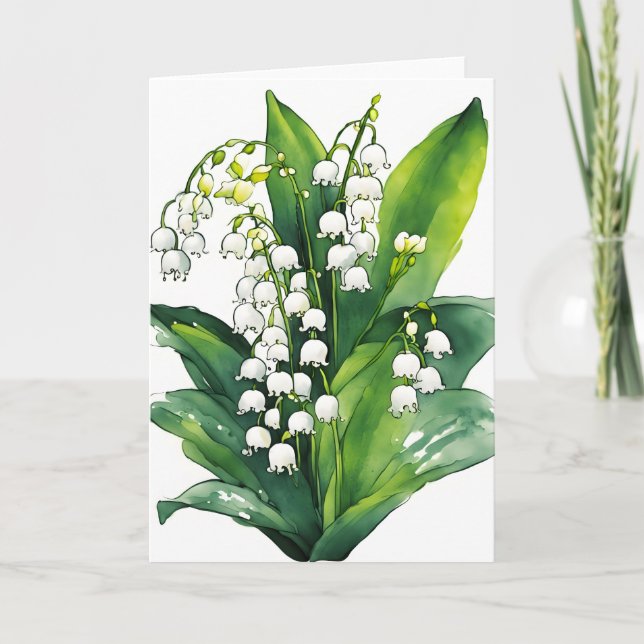 Lily of the Valley - Watercolor flowers Kort (Framsida)