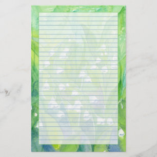 Lily of the Valley Watercolor Flowers Lining Brevpapper