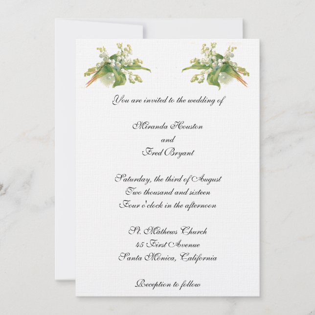Lily of the Valley Wedding Investigation Inbjudningar (Framsida)
