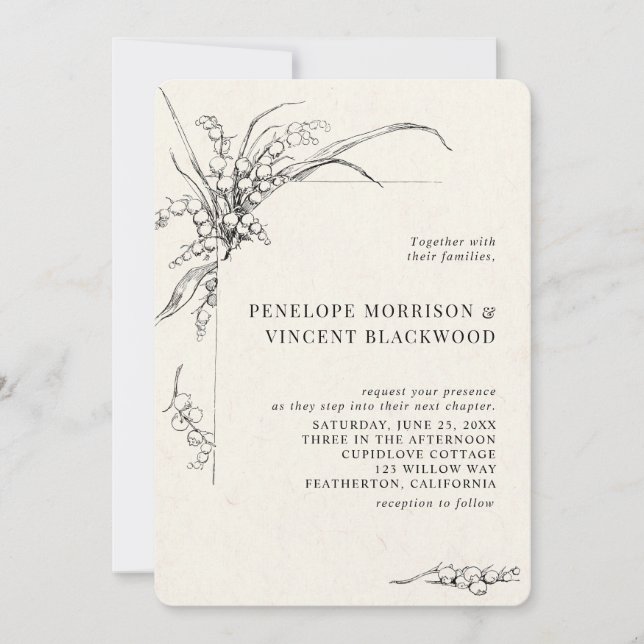 Lily-of-the-Valley Wedding Invitation Inbjudningar (Framsida)
