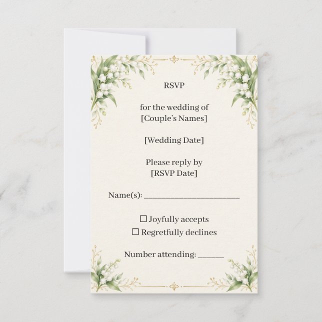 Lily of the Valley Wedding RSVP Card (Framsida)